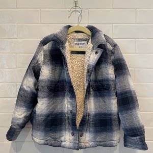 Old Navy Blue Plaid Sherpa Lined Jacket. Boys XS/5